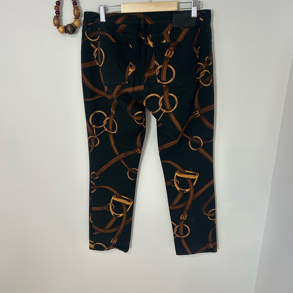 Beautiful Ralph Lauren Black Straight-Leg Jeans with Bridle Print❤️10/L - Picture 7 of 11